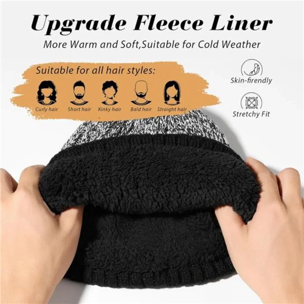 Winter Beanie Hat for Men: Warm Thick Knit Beanie Winter Thermal Skull Cap with
